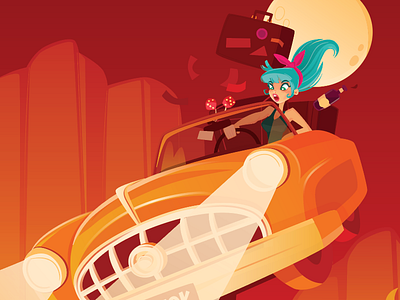 Taxi di Morte girl hell illustrator italian orange pinup purple vector yellow