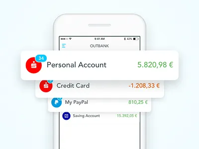 All your finances in one place app apple design finance illustration iphone outbank sketch ui website