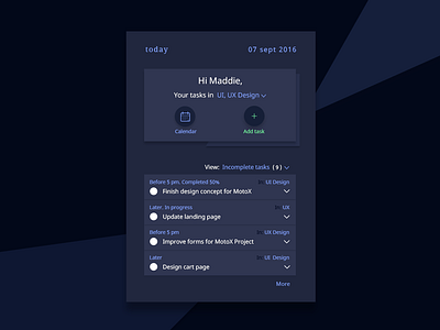 Simple Task Manager calendar dark dark ui indigo noto font task manager tasks to do list