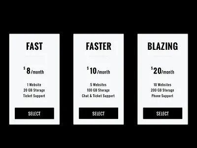 Threshold - Pricing Table clean hosting minimal modern pricing server storage table ticket