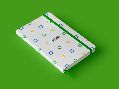 artlab : notebook artlab blue brand geometry green identity notebook white yellow