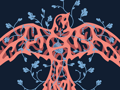 Afterhours ATX 3d afterhours bird flowers heart illustration lattice poster screen print swallow vines