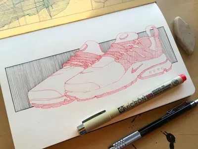 DonCarlos Nike Air Presto Greedy crosshatching drawing greedy inktober moleskine nike