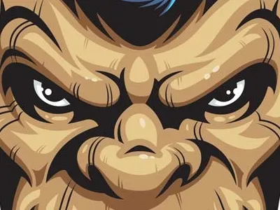 Fierce Monkey head monkey sketch vector