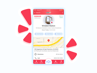 Yelp Business Page app concept idea map mobile redesign trendy yelp