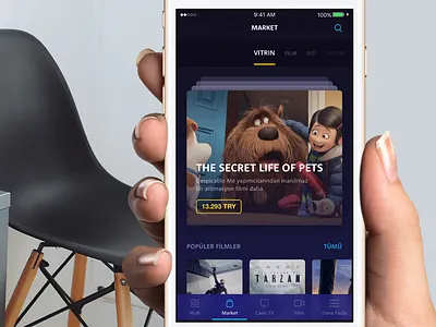 Turkcell TV+ app design interface ios iphone movie tv show ui