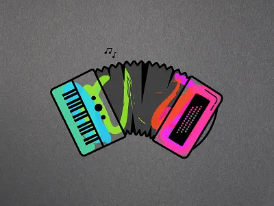 Accordion colorful fun icons illustration instruments modern