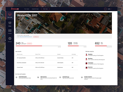 Dashboard analytics conference dark dashboard ui web