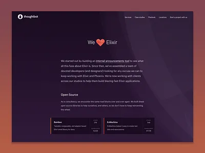thoughtbot loves Elixir elixir github heart phoenix purple repo smoke