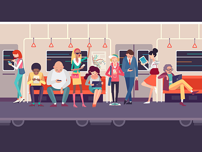 People in the subway design girls illustration lemon people subway
