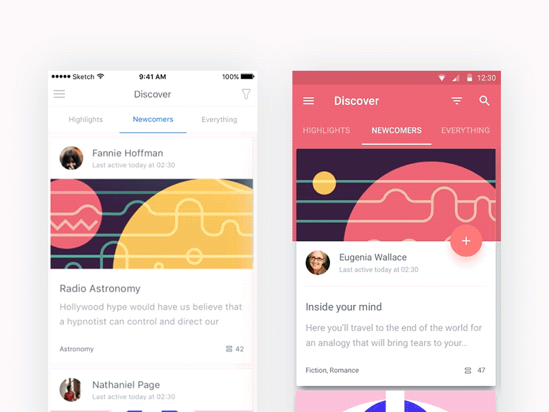 iOS vs Android android animation cards comparison interface ios reading space ui ux