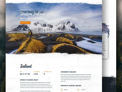 Homepage Section - Discovery Photo Tours adventure badge homepage icons interaface layout nature outdoors retro travel ui website