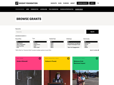 Knight Foundation Browse cards data faceted knight foundation results search