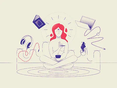 Brand Reflection blog float half tone illustration meditate purple rock scissors reflection
