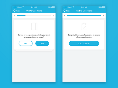 PAR-Q Questionnaire Flow client form gym personal trainer question questionnaire trainer