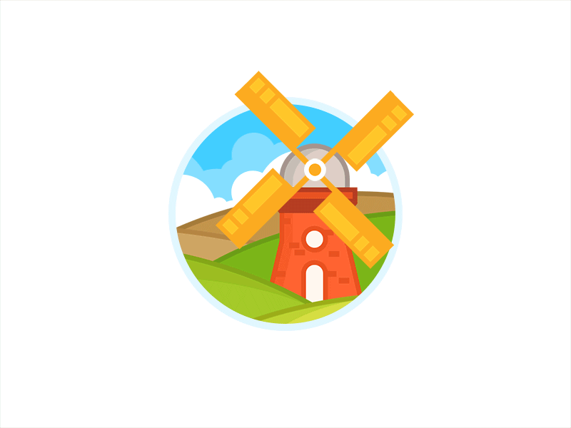 Windmill bird countryside gif illustration wind windmill