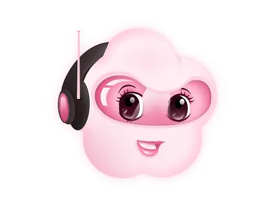 Customer Service Robot cartoon customer service flower headset icon illustration logo mascot robot service ui