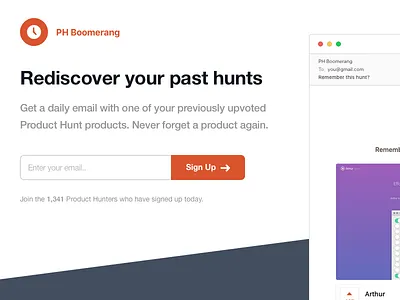 PH Boomerang Landing Page landing page ui