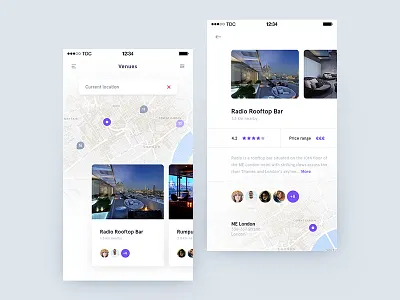 Day 011 - Nearby Venues app bar card event ios map party social travel ui venue