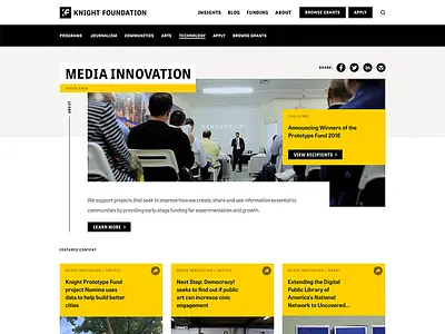 Focus Area color system colors components grants knight foundation layouts web yellow