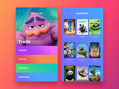 Movie Service App UI app application cinema clean flat genre interface ios movie review simple ui