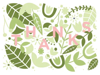 Thanks card design flowers graphic design leaves pattern pattern play surface design type typography
