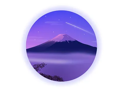Asia - 7 continent challenge asia fuji gradient illustration japan landscape light mountain sky stars