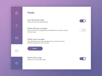 Settings 007 app card clean dailyui desktop settings ui viber