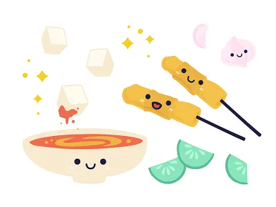 Illustration - Eid & Malay Food 02 eid family food friends malay mosque satay whale