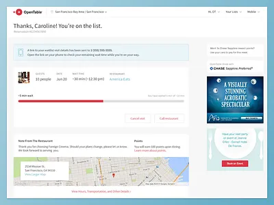 Waitlist for web reservation status time wait waitlist