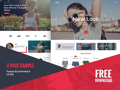 Fossa Ecommerce UI Kit - Free Sample banners ecommerce fashion red shop slider store ui. kit. ui kit