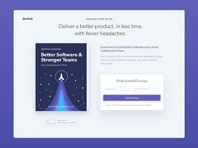 ZenHub ebook ebook github illustration landing page project management purple ui web