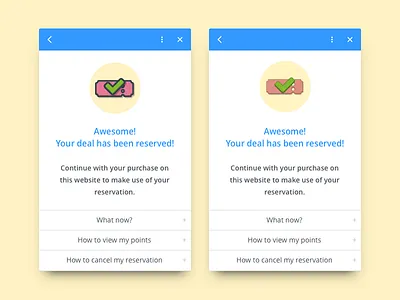 right or left one? deal dropdown extension notification reservation reserve style ticket yippie