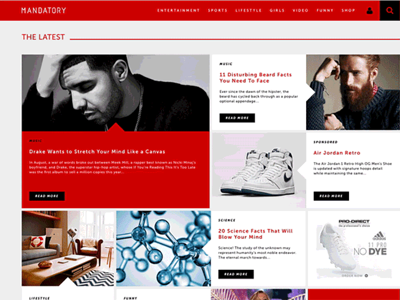 Mandatory 3D Effect 3d anamation animation blog front end code html interaction js mandatory news media responsive titus klein