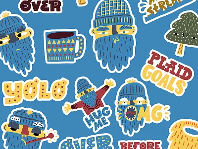 Ipad Stickers 2 design folk folk art illo illustrated illustration imessage io10 lettering social media stickers tool