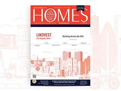 Homes Magazine for Lindvest city duotone engine advertising homes illustration lindvest magazine mono line toronto urban