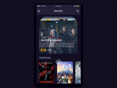 Movies Information Preview animation app cinema concenpt design movie movie prototype principle prototype swipe cards ui ux