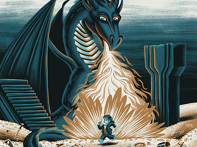 Smaug children dragon fire hobbit illustration kids smaug treasure