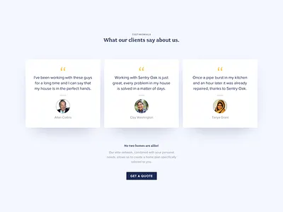 Social proof home maintenance quote social proof testimonials ui