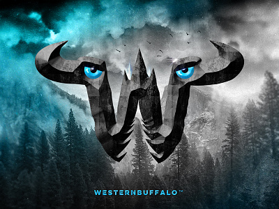 Western Buffalo™ / Logo Prototype Concept animal art black blue branding character design illustration logo print sketch texture