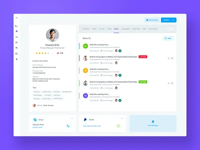 Agile CRM - Customer Profile crm dashboard design interface profile ui user experience user interface ux web web app