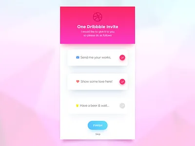 1 dribbble invitation giveaway beer finish flat invite light love pink wait white