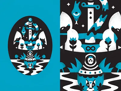 Mindful Magic illustration magic mushroom negative space snake surreal texture vase