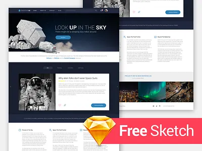 Interstellar Home Page UI Theme (free .Sketch) download free free download home home page sketch space template theme ui ux