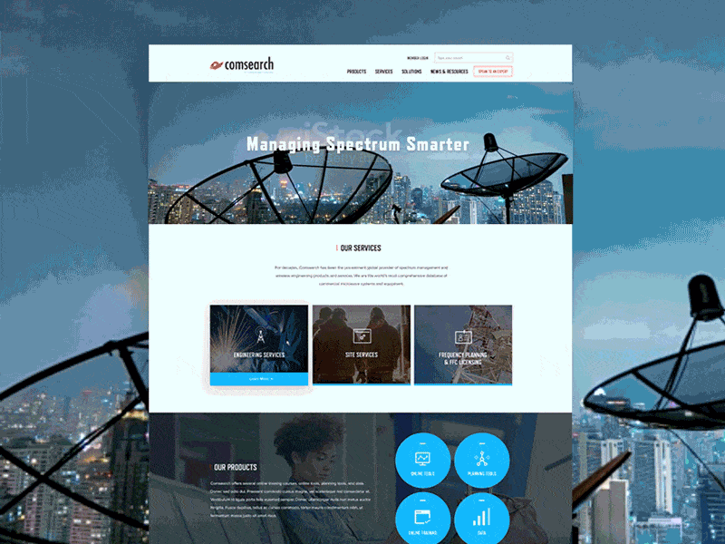 Comsearch redesign technology company video header web web design