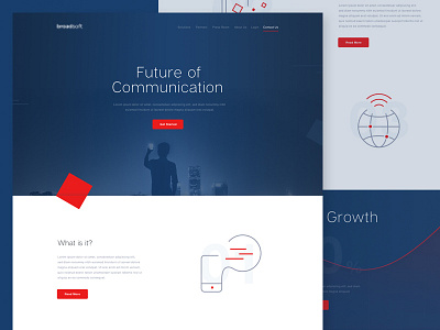 Communication Landing chart slide design clean interface clean minimal interface communication website design landing page concept design red color elements ui user friendly concept ux