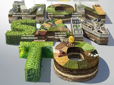 Biotech infographic handout 3d text 3d typography aerial agricultural bacteria bioengineering biology biotechnology research science