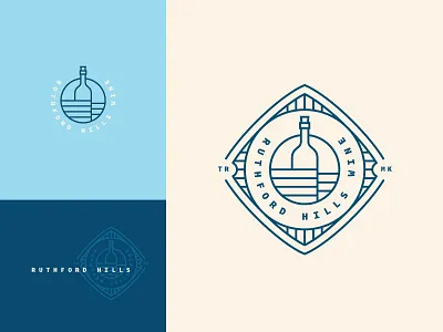 Ruthford Hills Wine Logo badge bottle icon illustration logo logotype template typography wine