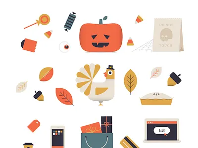 All the things advent calendar candy christmas festive holiday house illustration pumpkin snow thanksgiving turkey