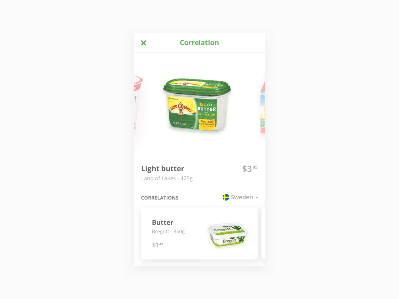 Foodiscover - Mobile correlation card ecommerce food groceries interface ui userinterface ux web webdesign